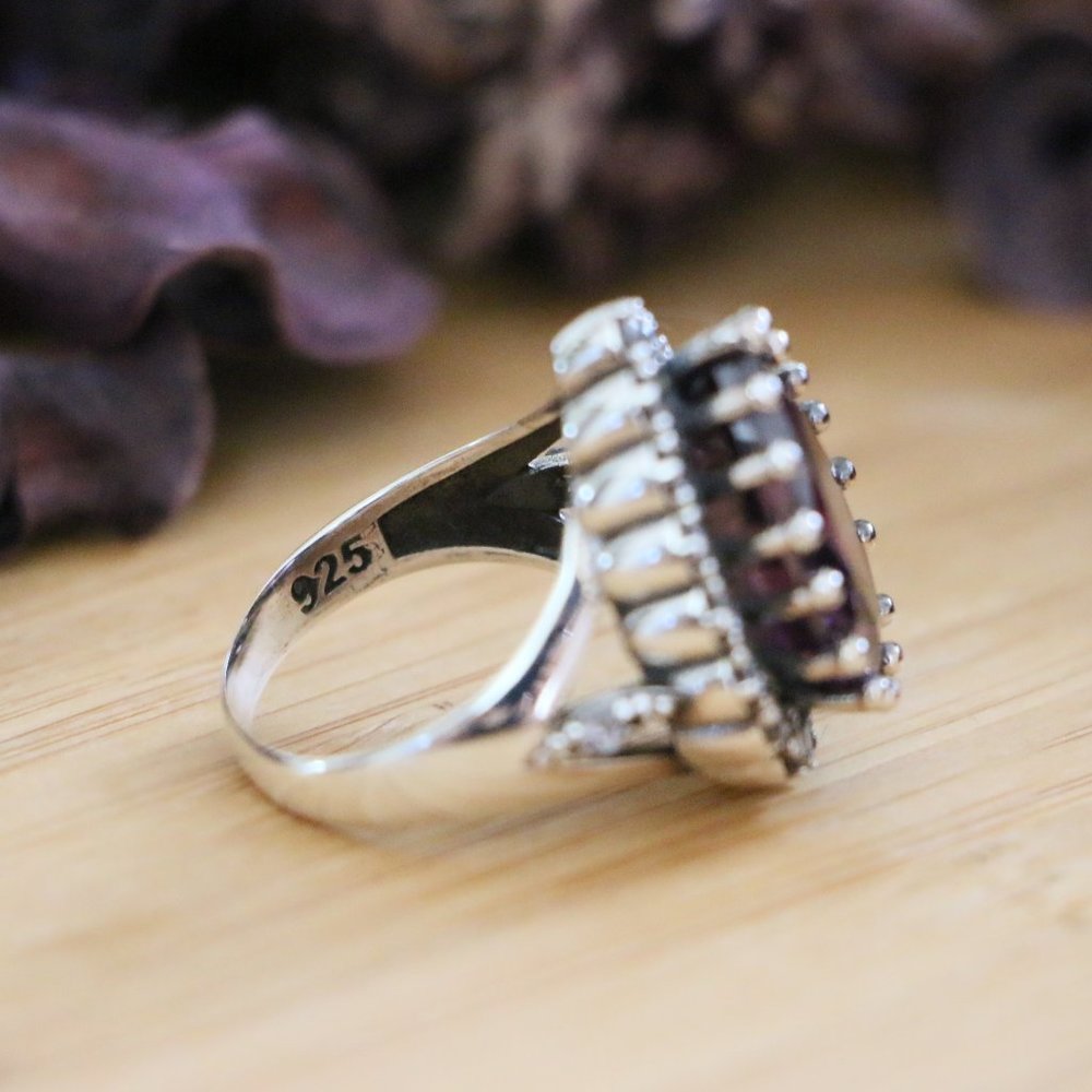 925 Sterling Silver, Purple Cubic Zirconia Stones - Picture 8 of 10